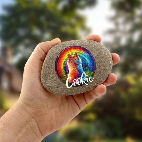 Rainbow Pomeranian Personalised Pebble